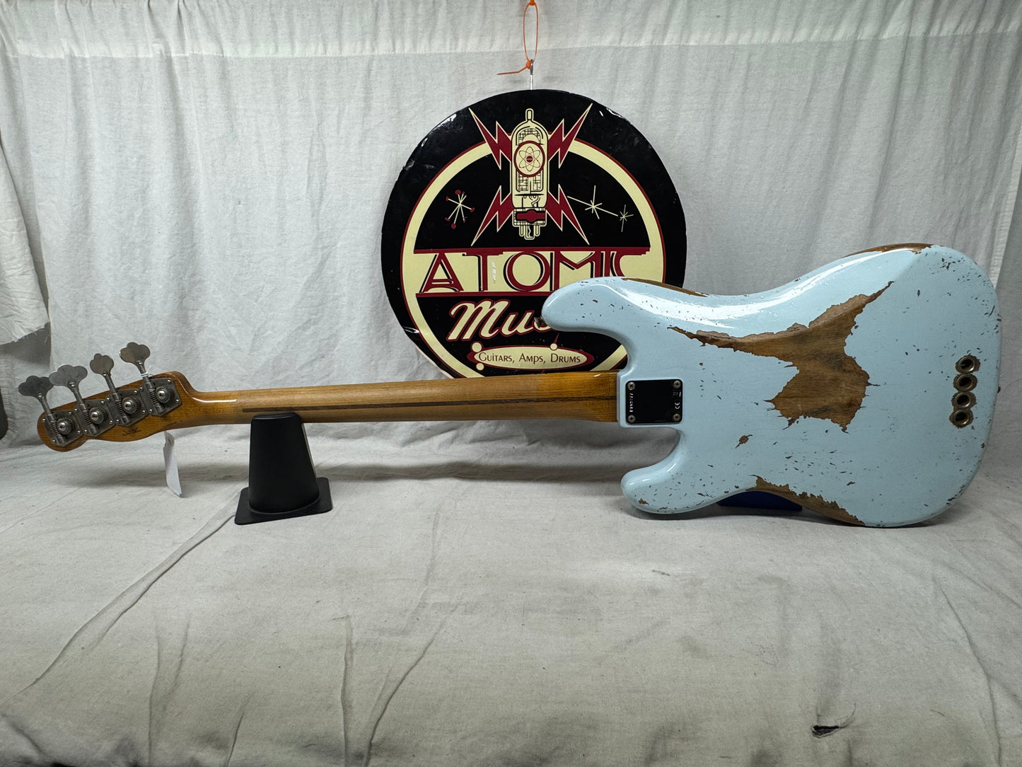 Fender USA Custom Shop '55 1955 Precision Bass Relic 4-string P-Bass with COA + Case 2020 - Sonic Blue / Roasted Maple neck