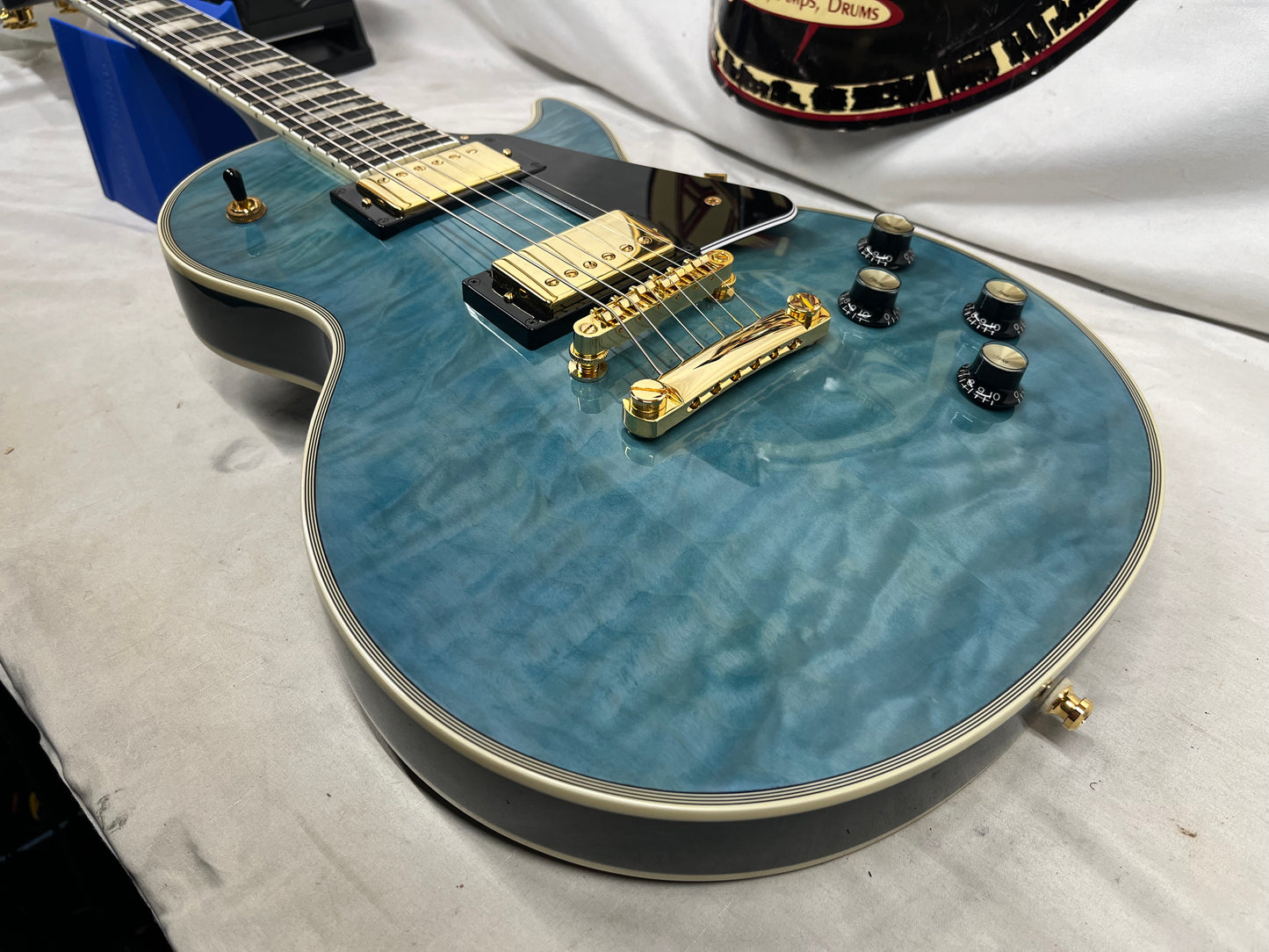 Epiphone Les Paul Custom Quilt Singlecut HH Electric Guitar - Ocean Blue