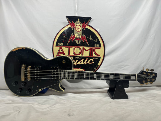 Sawtooth Singlecut LP-Style Electric Guitar - Distressed Black