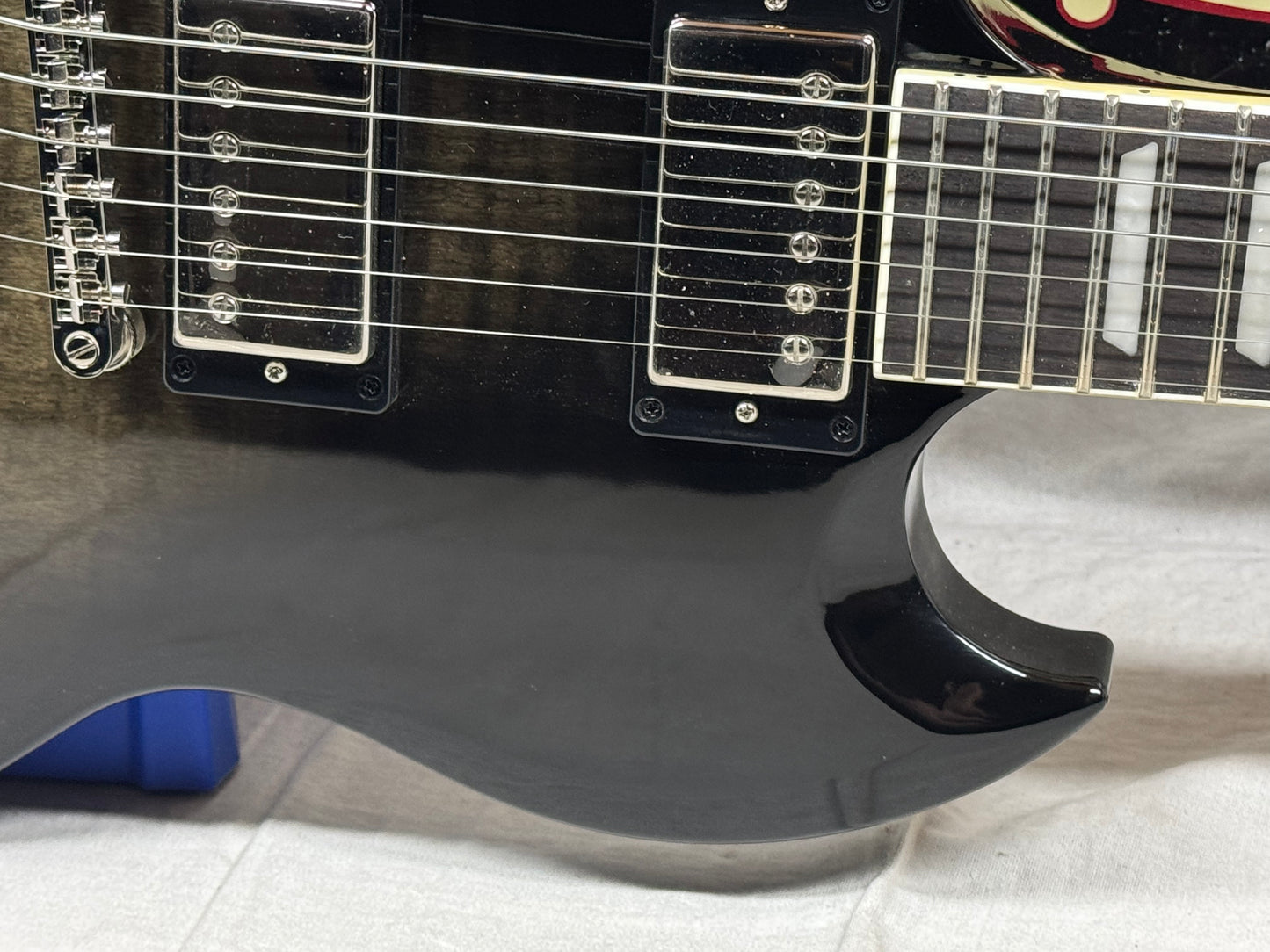 Epiphone SG Custom Modern Figured Guitar with Case 2021 - Transluscent Ebony Burst
