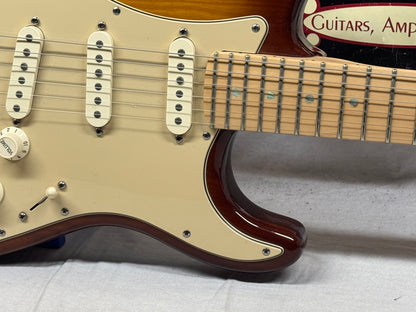 Fender American Deluxe Ash Stratocaster Guitar with Case 2005 - Tobacco Sunburst / Maple neck