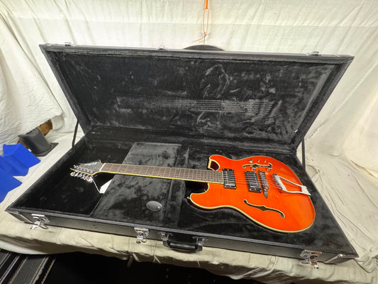 Eastwood Classic 6 TA PH Hollowbody Guitar with Case - Orange Flame