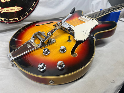 Vox Super Lynx Deluxe Hollow Body Electric Guitar with Hard Case - Sunburst