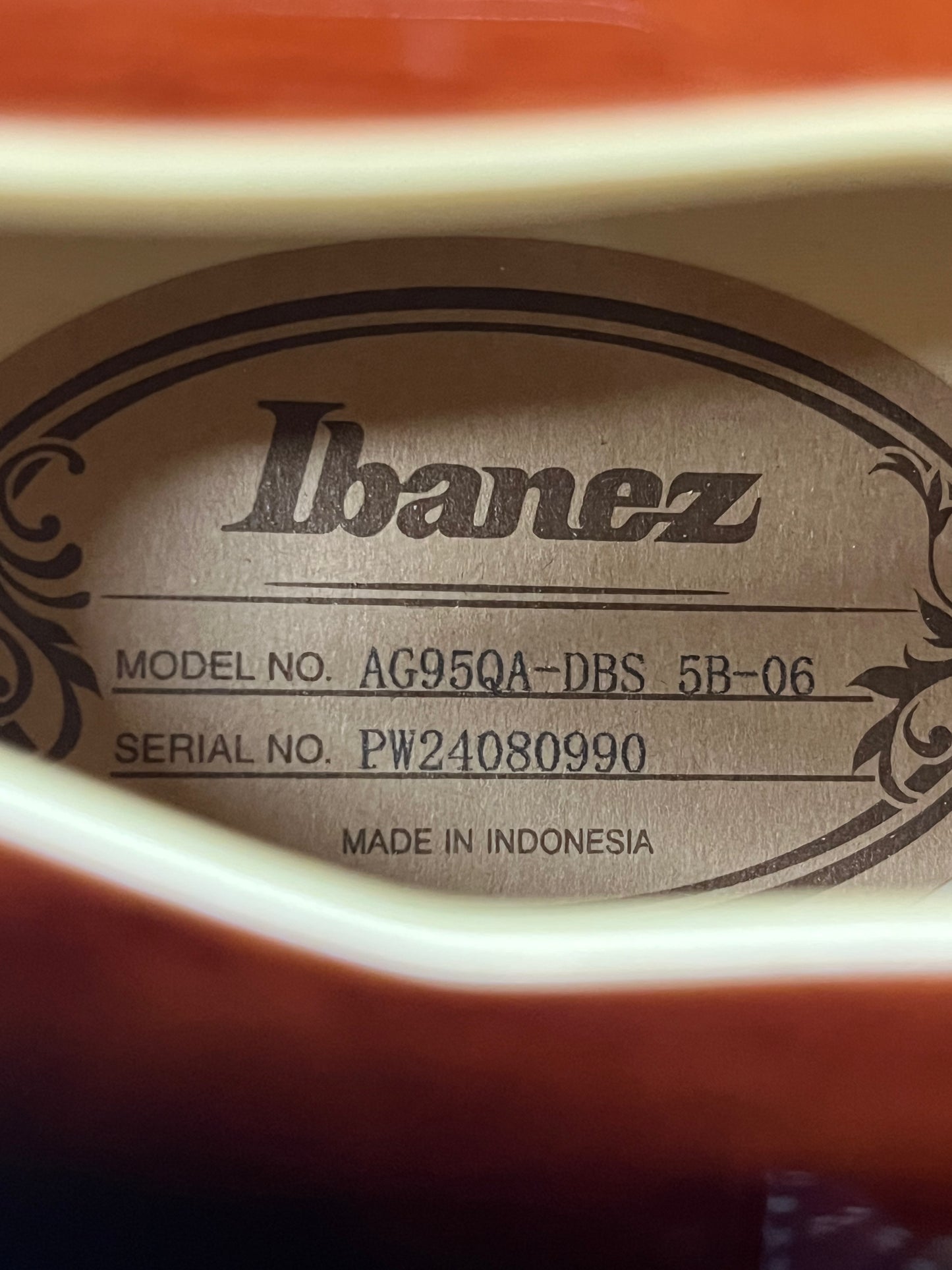 Ibanez AG95QA Hollow Body Electric Guitar - Dark Brown Sunburst