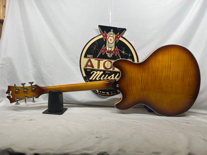 D'Angelico DAPDCDITBNS Premier DC Semi-Hollow Body Electric Guitar - Dark Iced Tea Burst