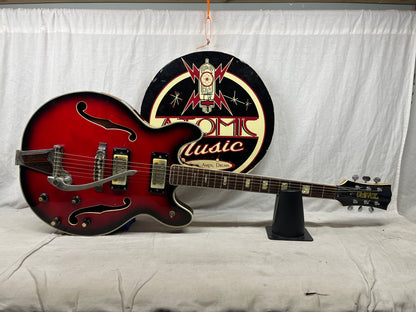 Univox Coily U1825 Hollow Body Guitar MIJ Made In Japan Vintage Redburst - AS IS! needs new nut