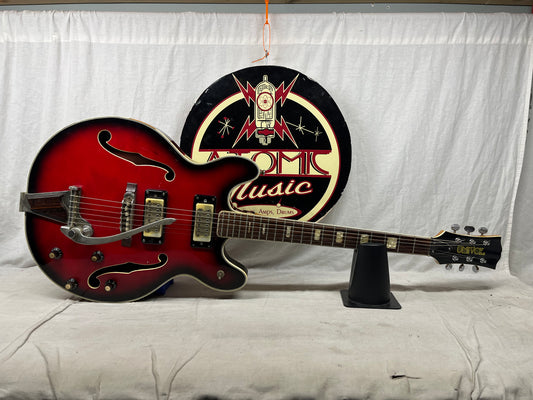 Univox Coily U1825 Hollow Body Guitar MIJ Made In Japan Vintage Redburst - AS IS! needs new nut