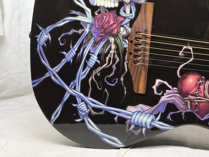 Ovation Demented Series Limited Edition DJA34-BDY DJ Ashba Signature Acoustic Guitar with Case - Bone Daddy Graphics