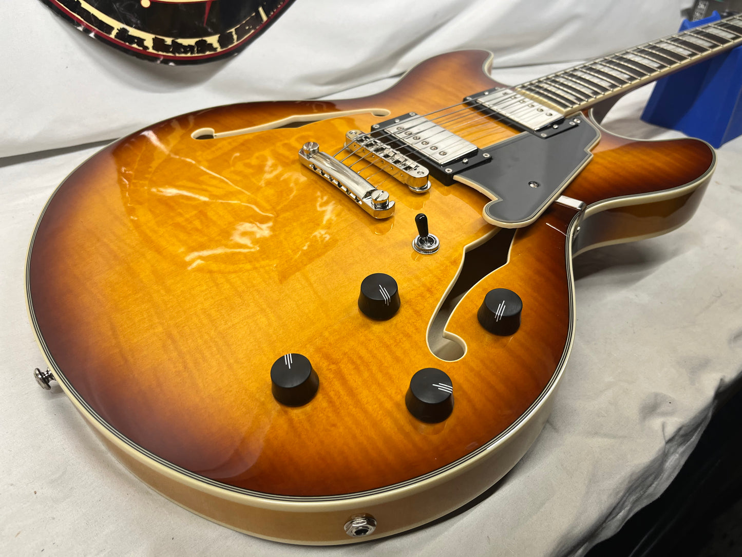 D'Angelico DAPDCDITBNS Premier DC Semi-Hollow Body Electric Guitar - Dark Iced Tea Burst
