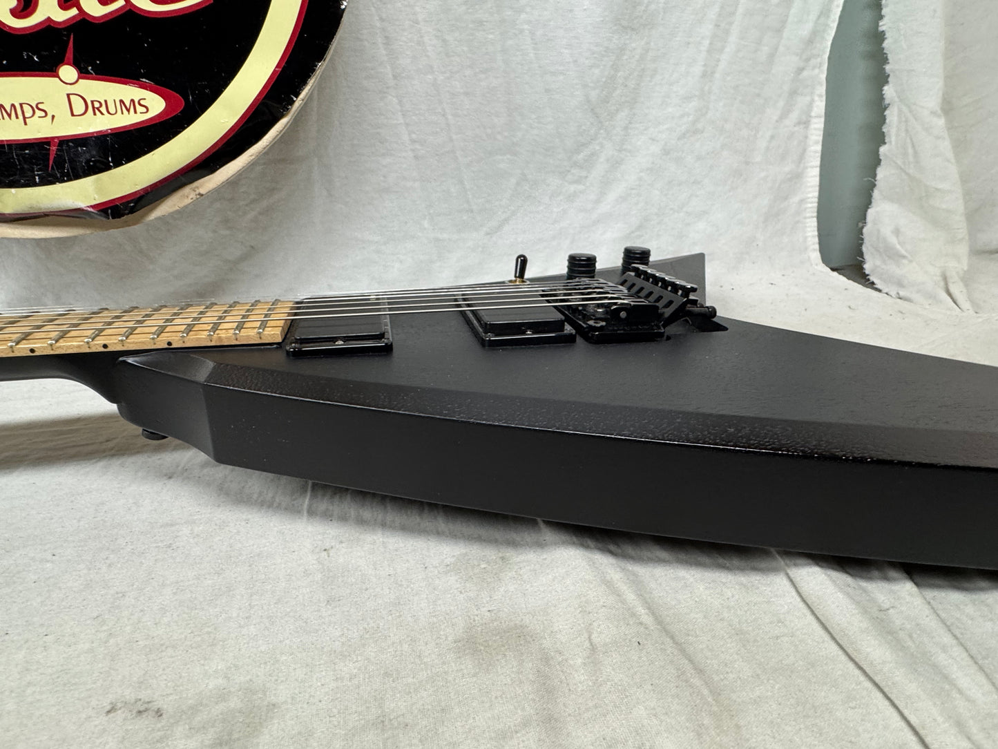 Washburn USA Custom Shop Vindicator Flying V Guitar with Case - Black