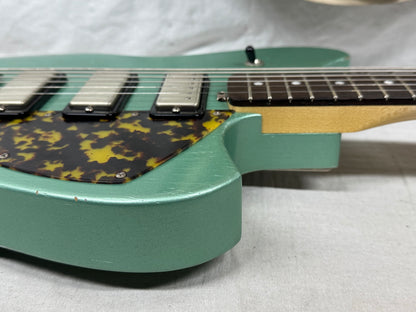 Maghini Guitars Skylark Baritone Guitar with COA + Gator Case 2023 - Lightly Aged Jade Metallic