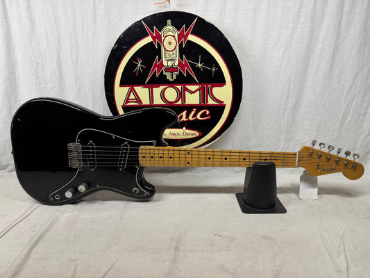 Fender MusicMaster music master Guitar 1961 - Black (likely re-fin'd) / Maple neck