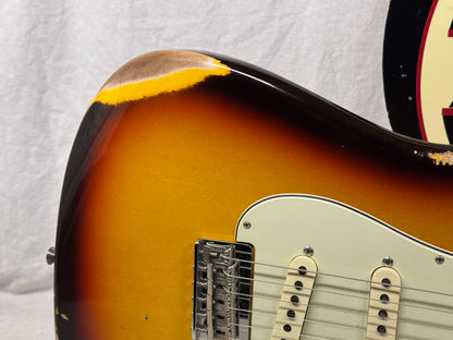 Fender USA Custom Shop S23 Limited Edition 1959 '59 Stratocaster HT Hardtail Guitar with COA + Case 2023 - Chocolate 3-Color Sunburst / Rosewood fingerboard - Relic'd