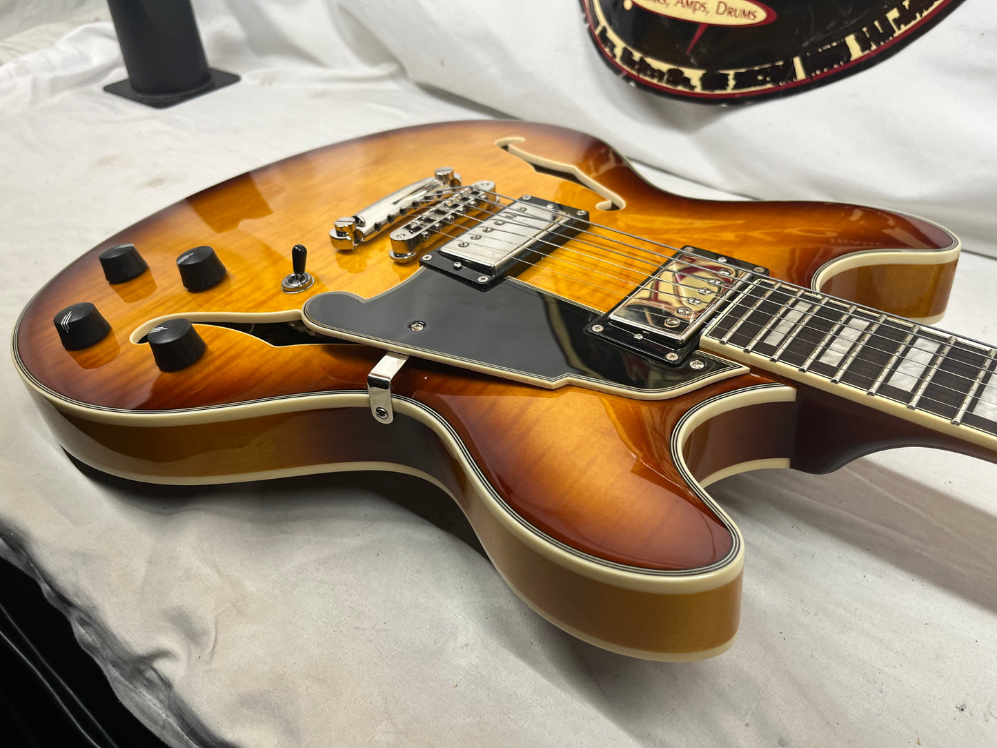 D'Angelico DAPDCDITBNS Premier DC Semi-Hollow Body Electric Guitar - Dark Iced Tea Burst