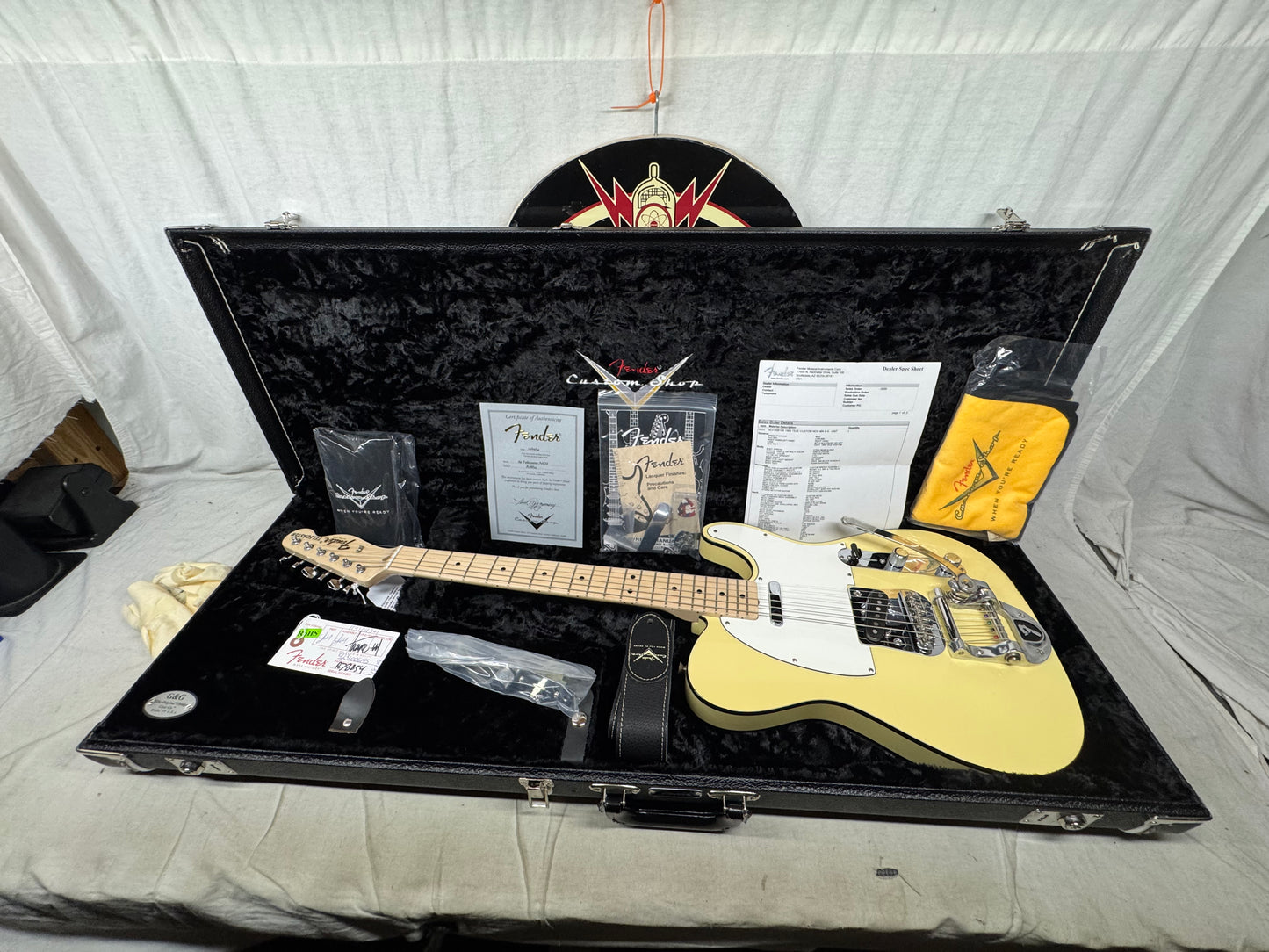 Fender USA Custom Shop 1969 '69 Telecaster Custom NOS Guitar with COA + Case 2014 - Vintage White - Double Black Binding / Maple neck