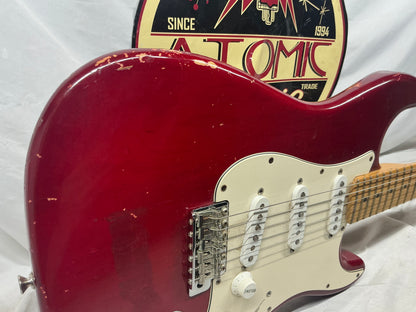 Fender Highway One Stratocaster Guitar 2002 - Crimson Red Transparent / Maple neck