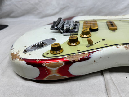 Fender USA Custom Shop Limited Edition White Lightning Stratocaster FR HSS 22 Guitar with COA + Case 2023 - Olympic White top / Candy Apple Red bottom / Rosewood fingerboard