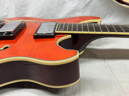 Eastwood Classic 6 TA PH Hollowbody Guitar with Case - Orange Flame