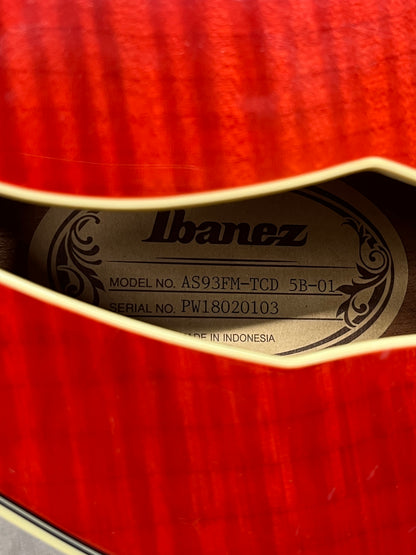 Ibanez AS93FM Doublecut Semi-Hollow Body Electric Guitar - Transparent Cherry Red