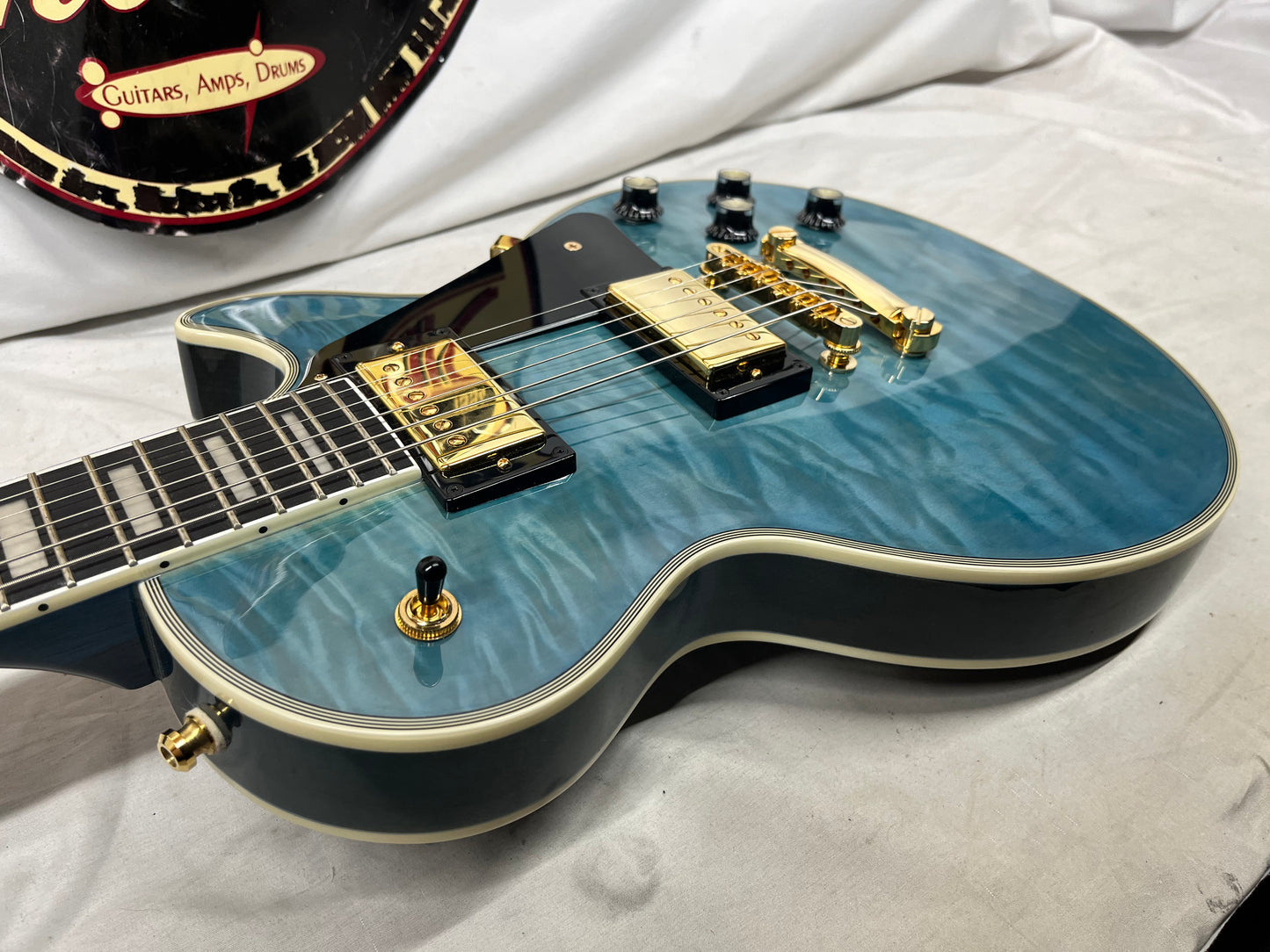 Epiphone Les Paul Custom Quilt Singlecut HH Electric Guitar - Ocean Blue