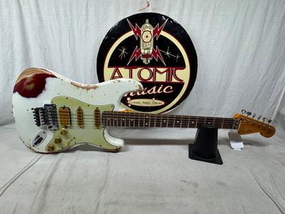 Fender USA Custom Shop Limited Edition White Lightning Stratocaster FR HSS 22 Guitar with COA + Case 2023 - Olympic White top / Candy Apple Red bottom / Rosewood fingerboard