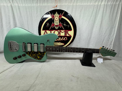 Maghini Guitars Skylark Baritone Guitar with COA + Gator Case 2023 - Lightly Aged Jade Metallic