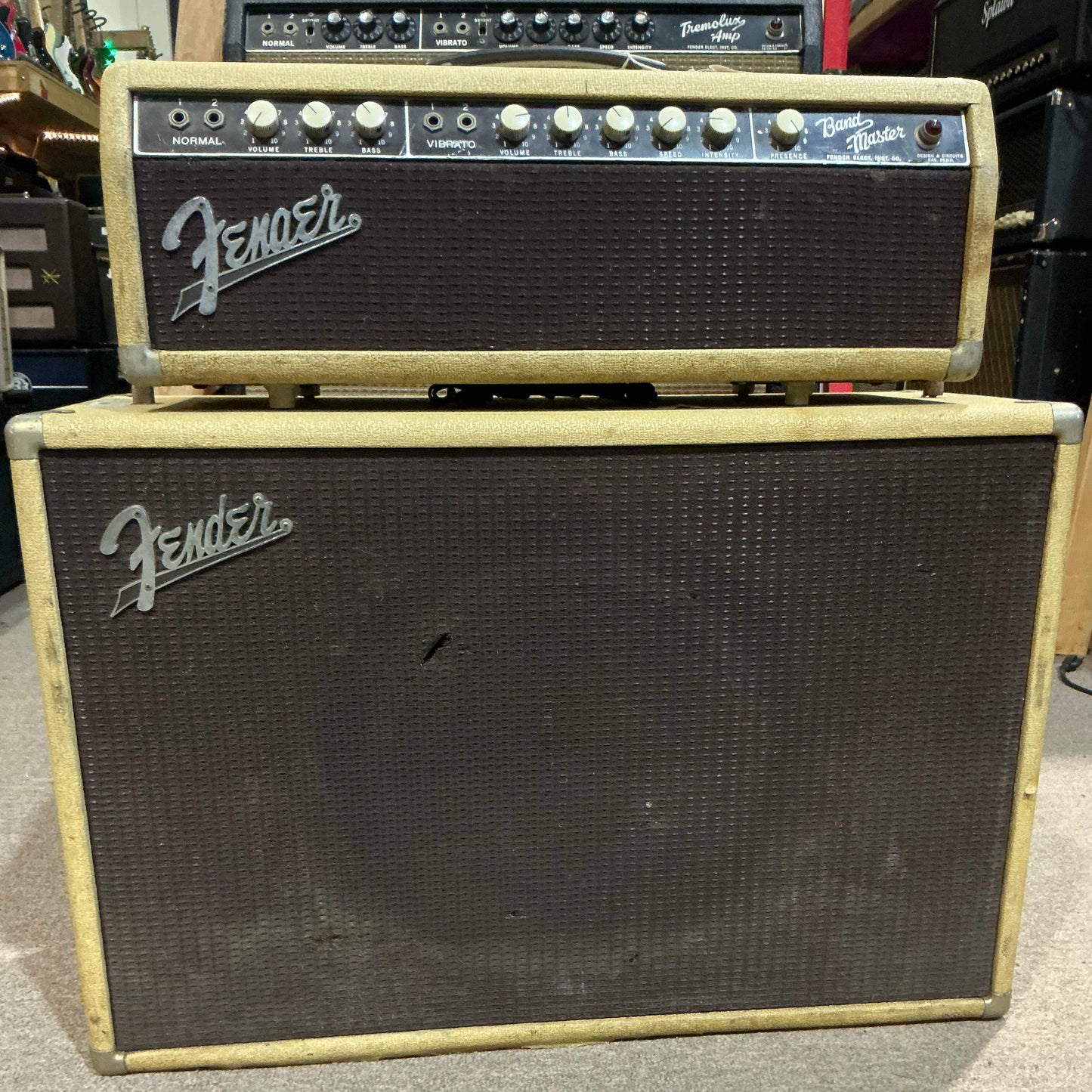 Fender 1963 Bandmaster band master Tube Amplifier Head with 1x15 115 Tone-Ring Speaker Cabinet - Local Pickup Only