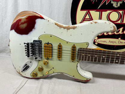 Fender USA Custom Shop Limited Edition White Lightning Stratocaster FR HSS 22 Guitar with COA + Case 2023 - Olympic White top / Candy Apple Red bottom / Rosewood fingerboard