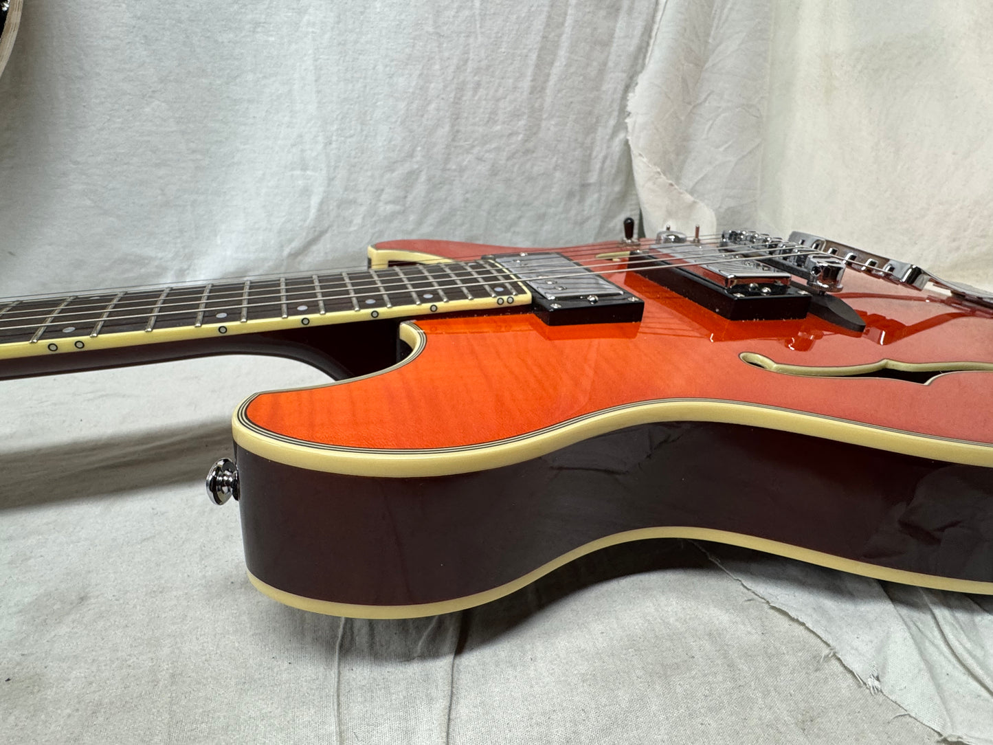Eastwood Classic 6 TA PH Hollowbody Guitar with Case - Orange Flame