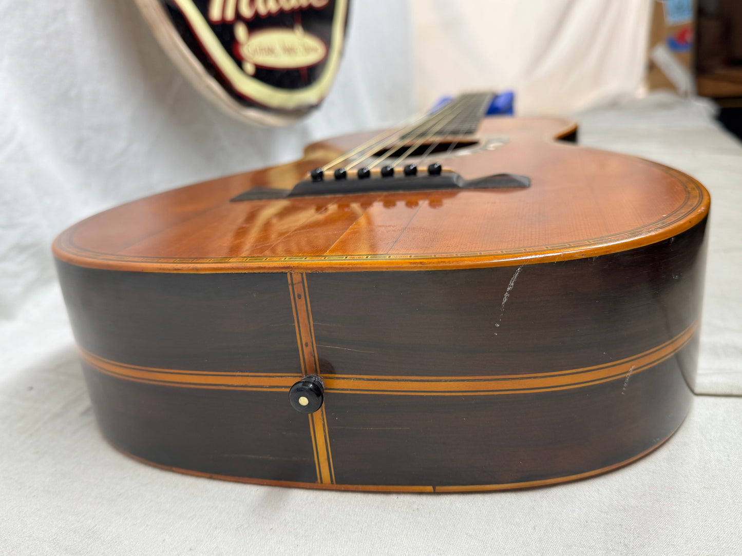 Unknown Builder Parlor Acoustic Guitar with Case late 1800s - early 1900s
