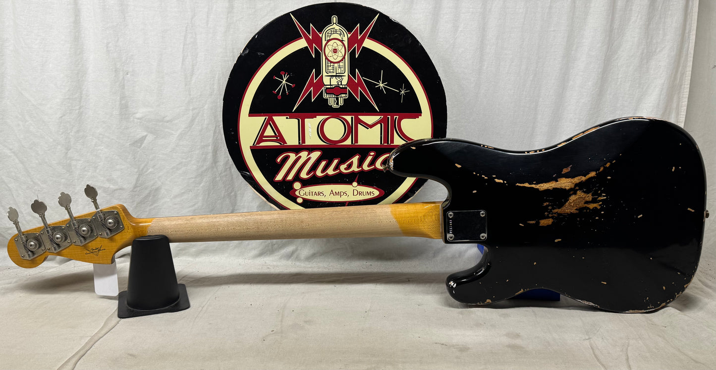 Fender USA Custom Shop '63 1963 P Bass HVR RW 4-string Precision Bass with COA + Case 2023 - Heavy Relic'd Black / Rosewood fingerboard