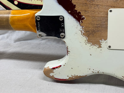 Fender USA Custom Shop Limited Edition White Lightning Stratocaster FR HSS 22 Guitar with COA + Case 2023 - Olympic White top / Candy Apple Red bottom / Rosewood fingerboard