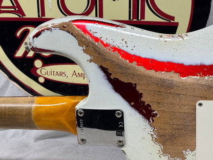 Fender USA Custom Shop Limited Edition White Lightning Stratocaster FR HSS 22 Guitar with COA + Case 2023 - Olympic White top / Candy Apple Red bottom / Rosewood fingerboard