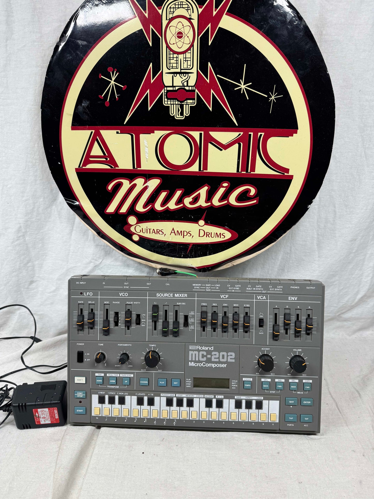 Roland MC-202 mc202 MicroComposer micro composer Monophonic Analog Synthesizer / Sequencer Module with Filter CV mod + power supply mod - with Boss Power Supply 1983