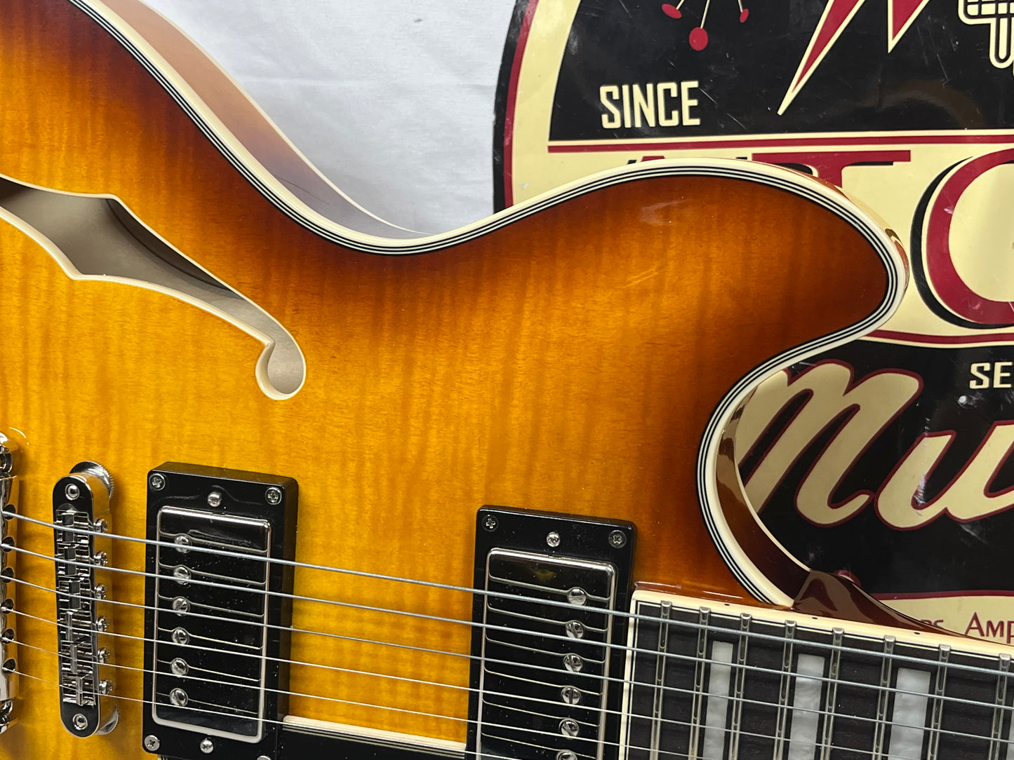 D'Angelico DAPDCDITBNS Premier DC Semi-Hollow Body Electric Guitar - Dark Iced Tea Burst