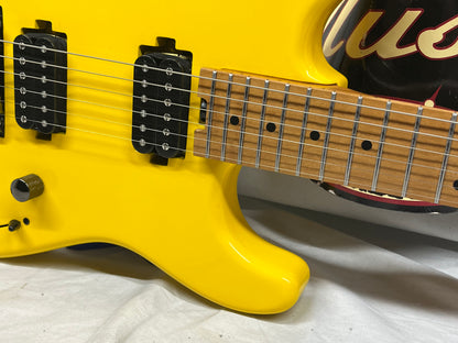 SBS CS300 S-Style Doublecut HH FR Electric Guitar - Neon Yellow