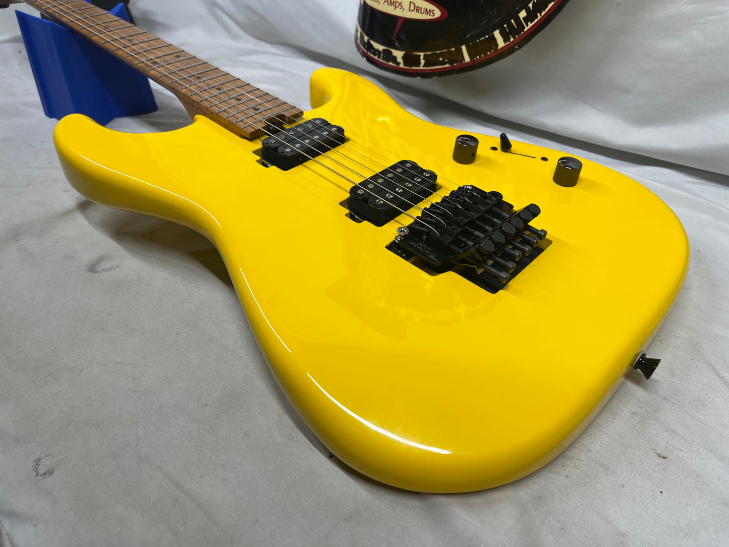 SBS CS300 S-Style Doublecut HH FR Electric Guitar - Neon Yellow