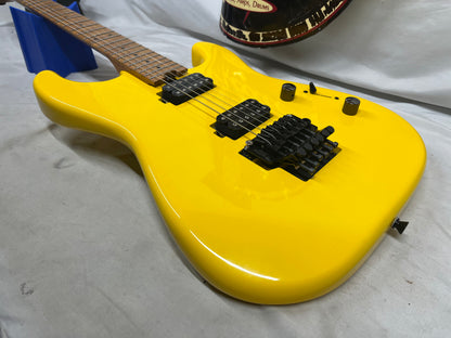 SBS CS300 S-Style Doublecut HH FR Electric Guitar - Neon Yellow