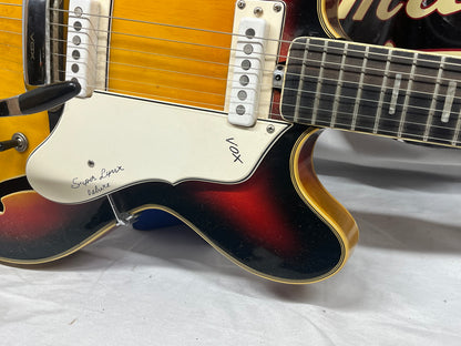 Vox Super Lynx Deluxe Hollow Body Electric Guitar with Hard Case - Sunburst