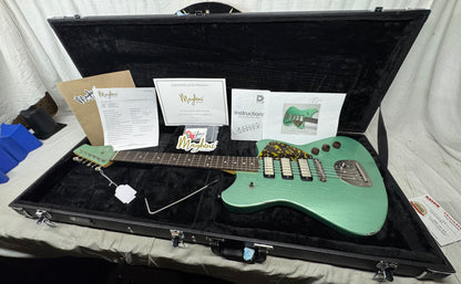 Maghini Guitars Skylark Baritone Guitar with COA + Gator Case 2023 - Lightly Aged Jade Metallic