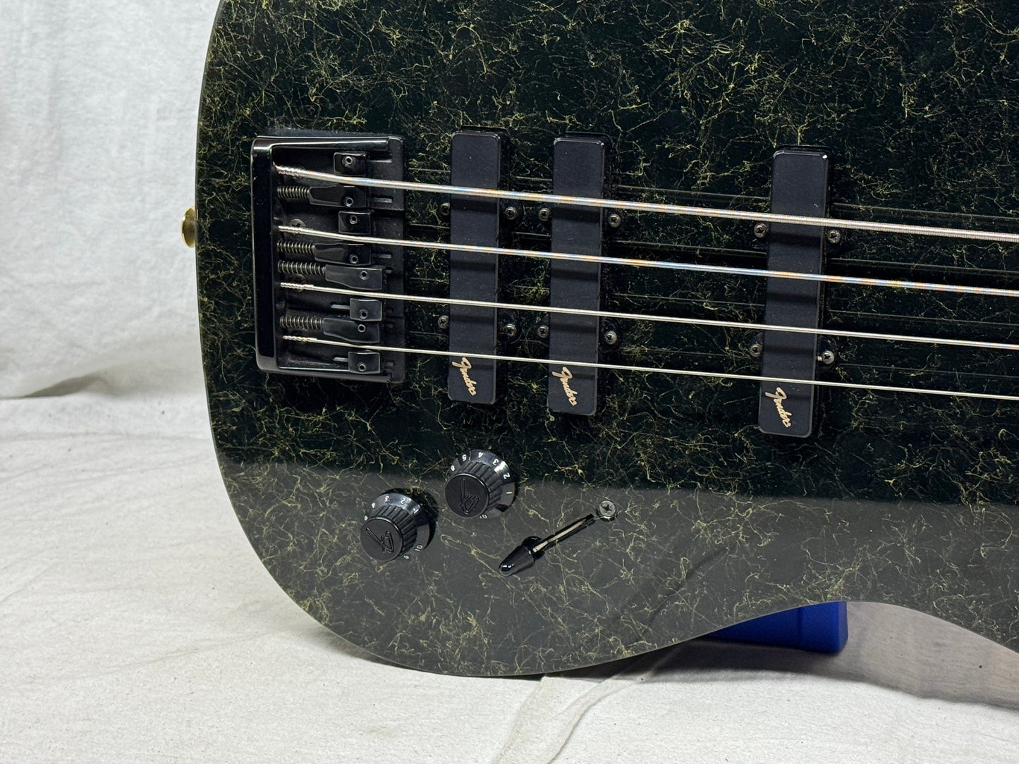 Fender HM Bass IV heavy metal 4-string Bass with Case - MIJ Made In Japan 1989 - 1990 - Green / Gold