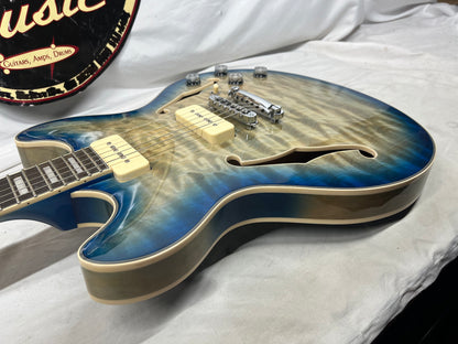 D'Angelico DAPDCBLBCSCB9EX Doublecut Semi-Hollow Body Electric Guitar