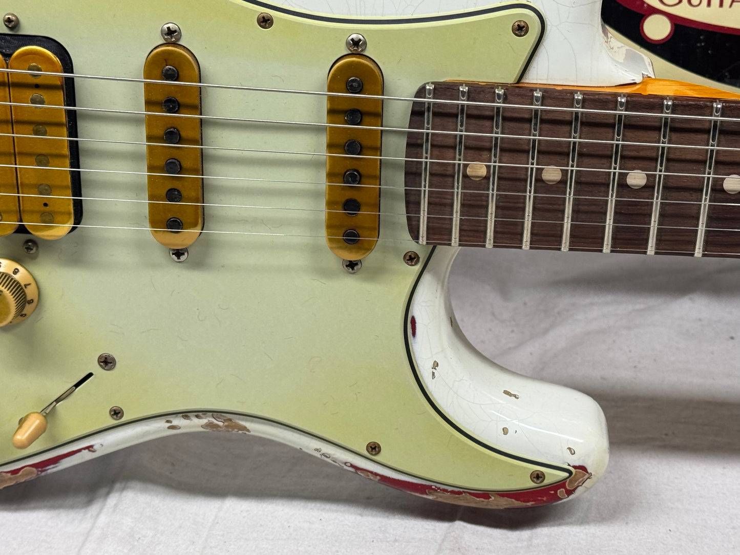 Fender USA Custom Shop Limited Edition White Lightning Stratocaster FR HSS 22 Guitar with COA + Case 2023 - Olympic White top / Candy Apple Red bottom / Rosewood fingerboard