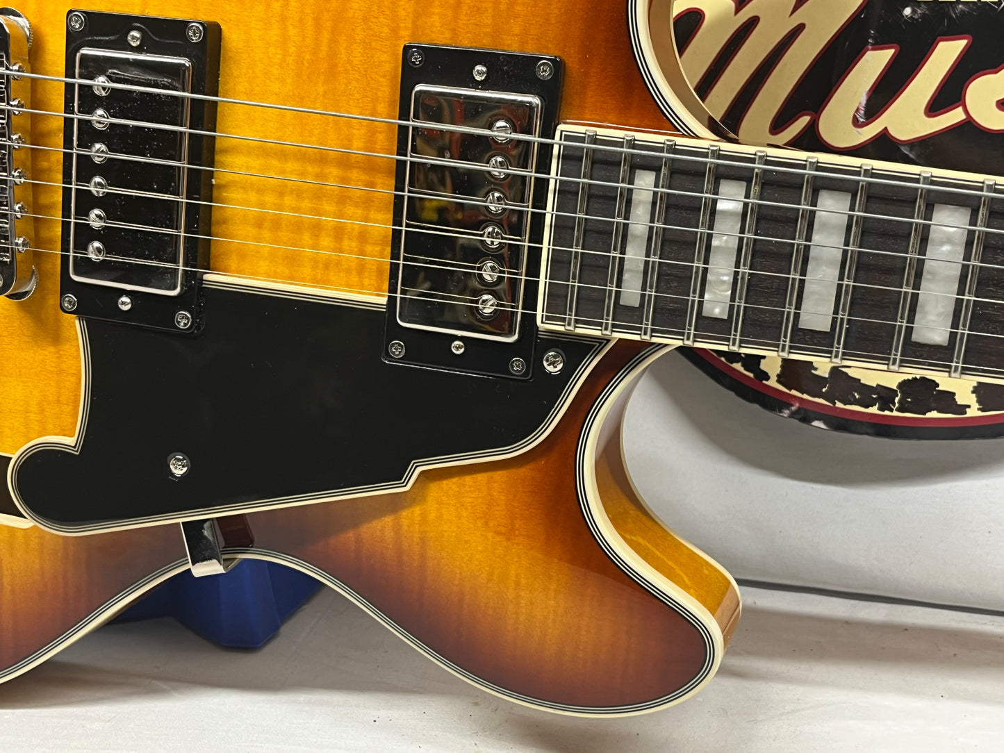 D'Angelico DAPDCDITBNS Premier DC Semi-Hollow Body Electric Guitar - Dark Iced Tea Burst