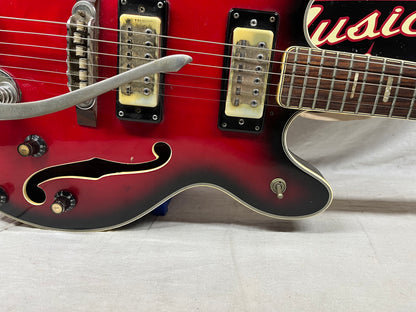 Univox Coily U1825 Hollow Body Guitar MIJ Made In Japan Vintage Redburst - AS IS! needs new nut