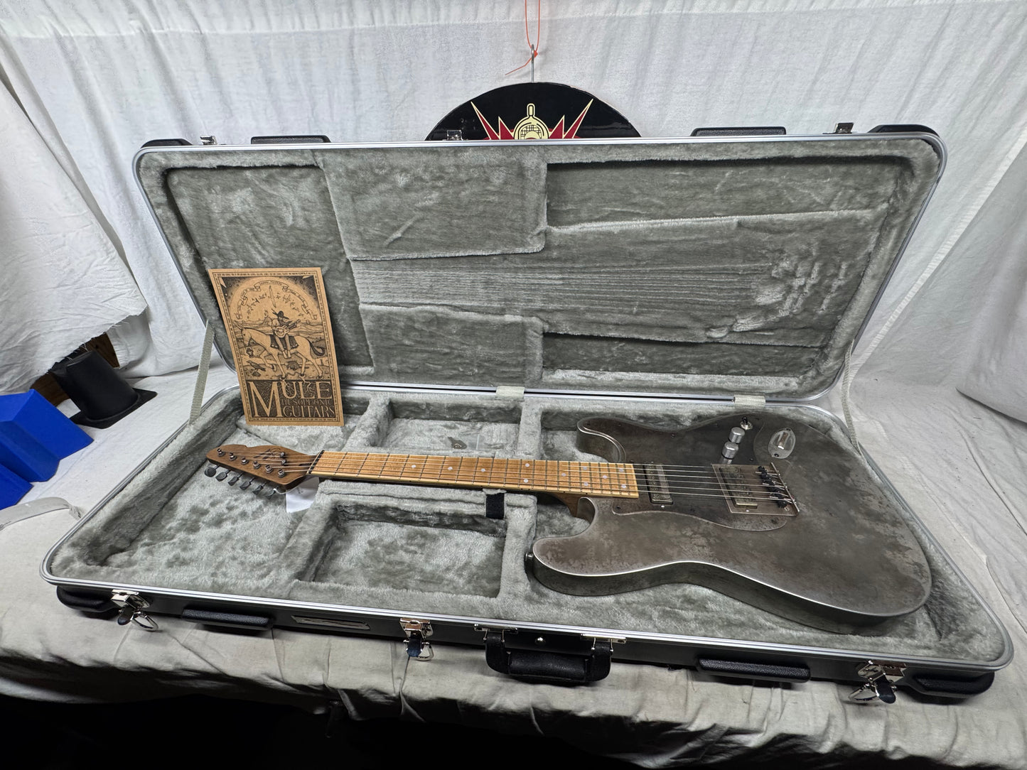Mule Resophonic Mulecaster S-style Hollow Body Steel body Guitar with Case
