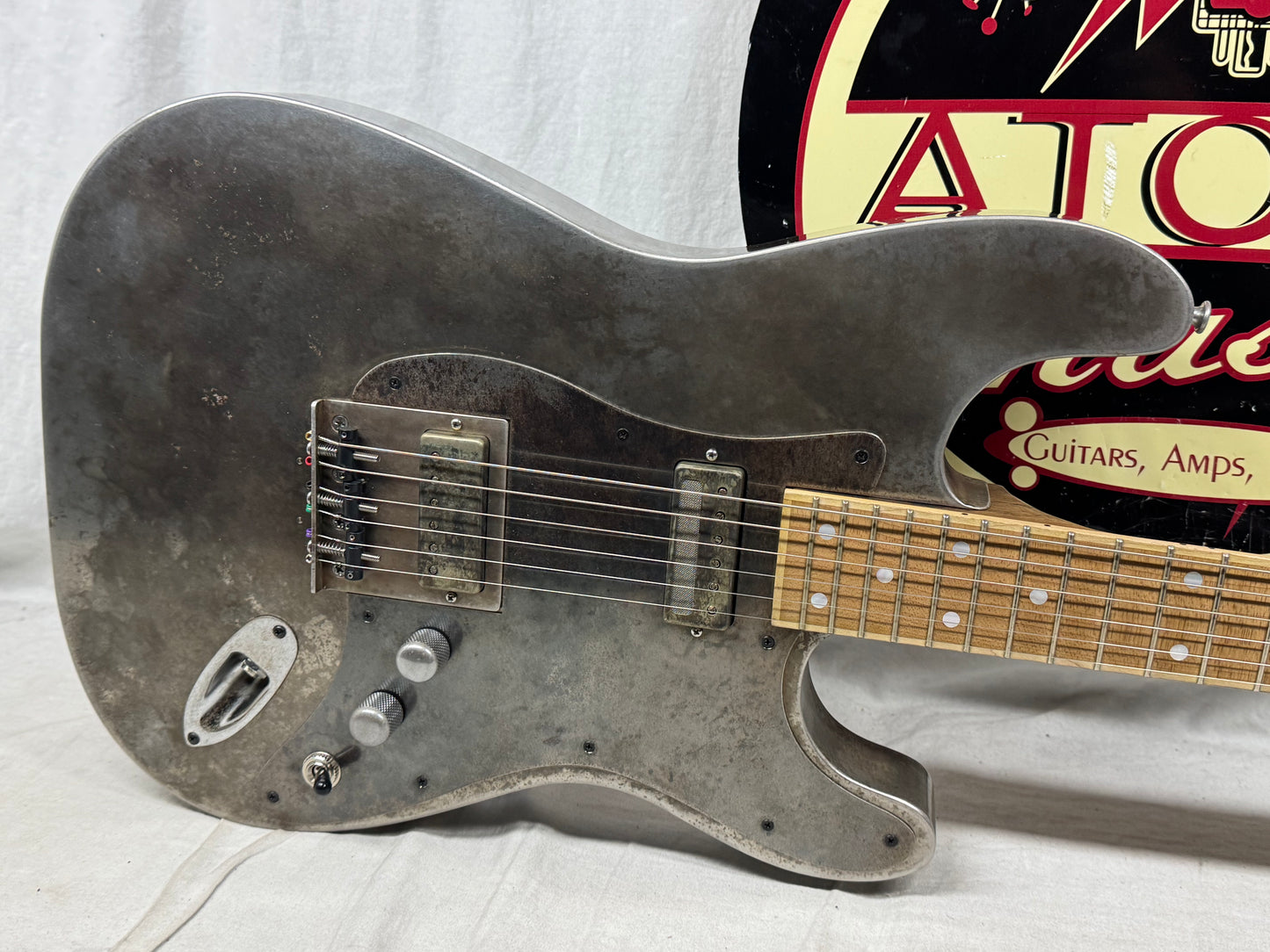 Mule Resophonic Mulecaster S-style Hollow Body Steel body Guitar with Case