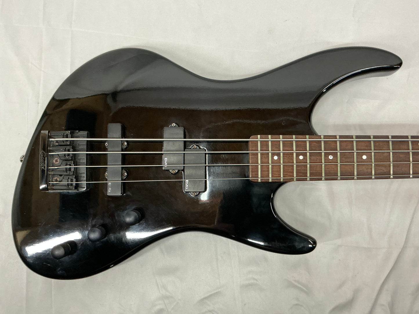 Guild Pilot Bass Guitar - Black - Pickups Replaced and Drop Tuner Added