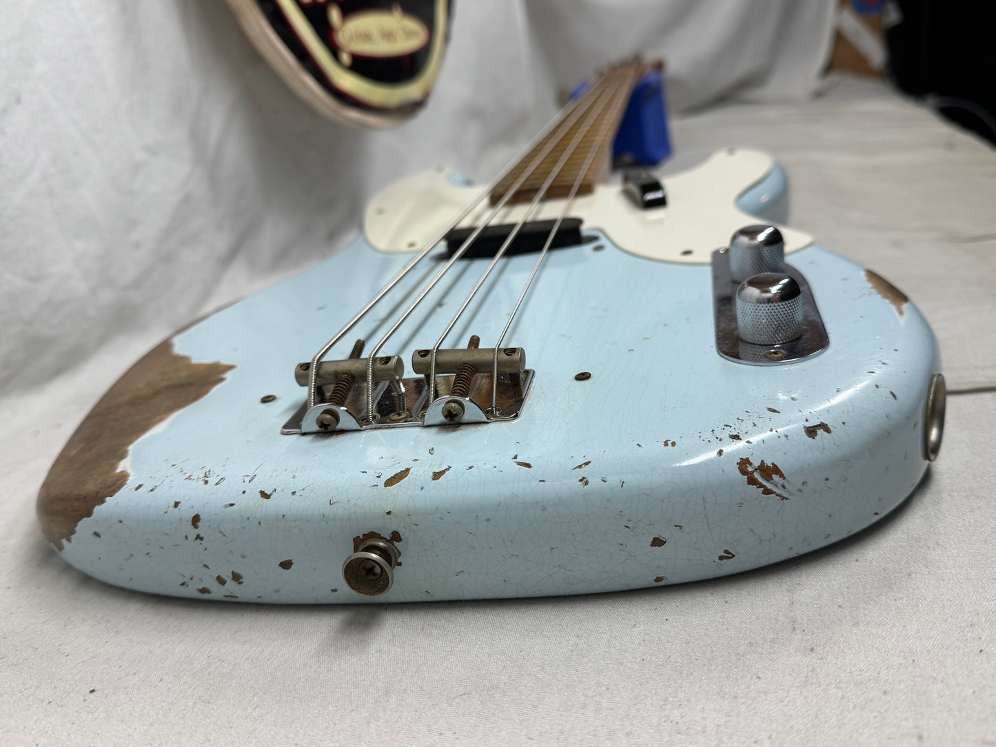 Fender USA Custom Shop '55 1955 Precision Bass Relic 4-string P-Bass with COA + Case 2020 - Sonic Blue / Roasted Maple neck