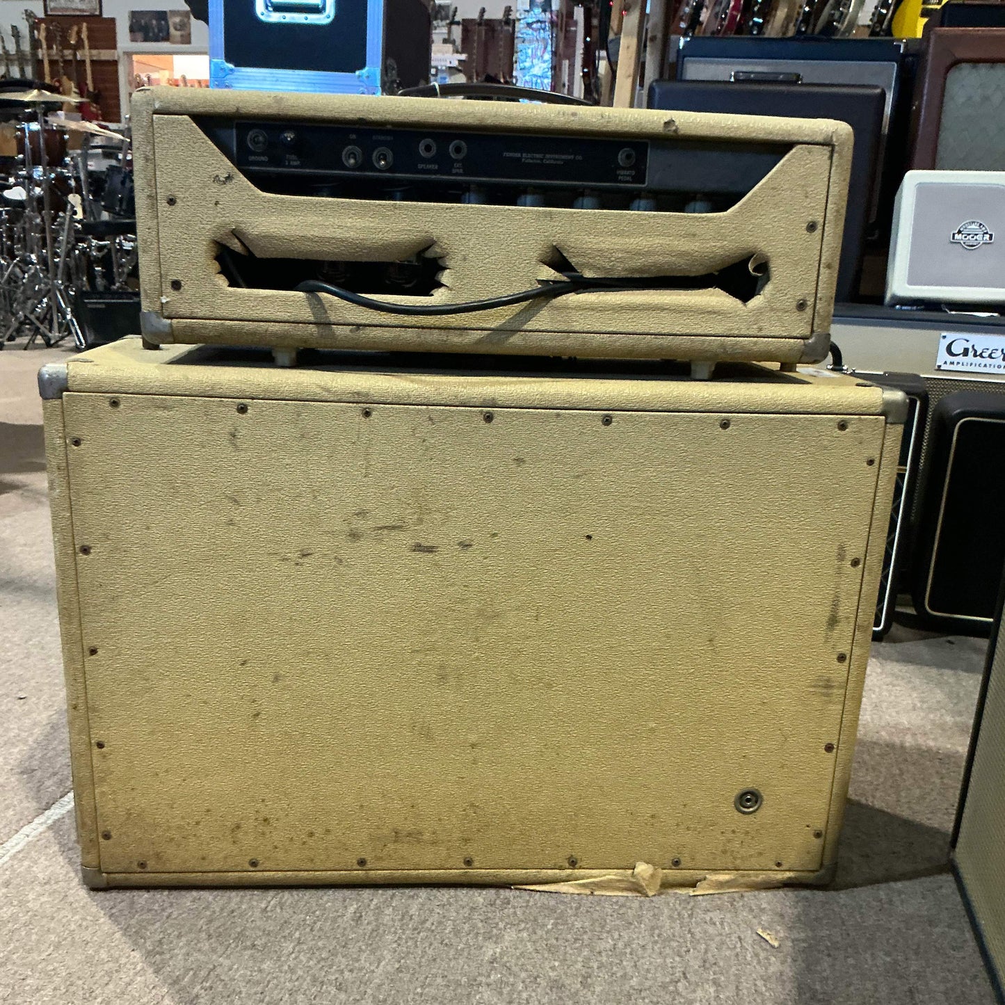 Fender 1963 Bandmaster band master Tube Amplifier Head with 1x15 115 Tone-Ring Speaker Cabinet - Local Pickup Only